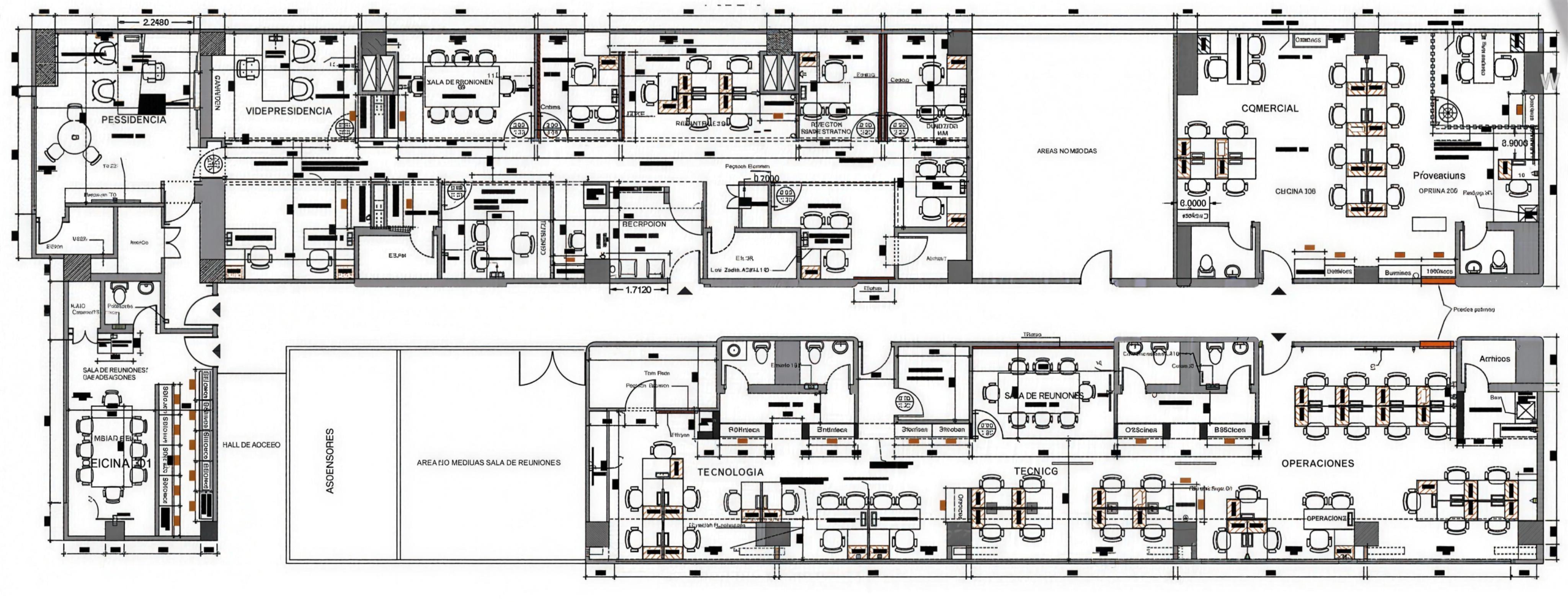 Plano arquitectonico oficina Corpetrolsa S.A. Artmosfera