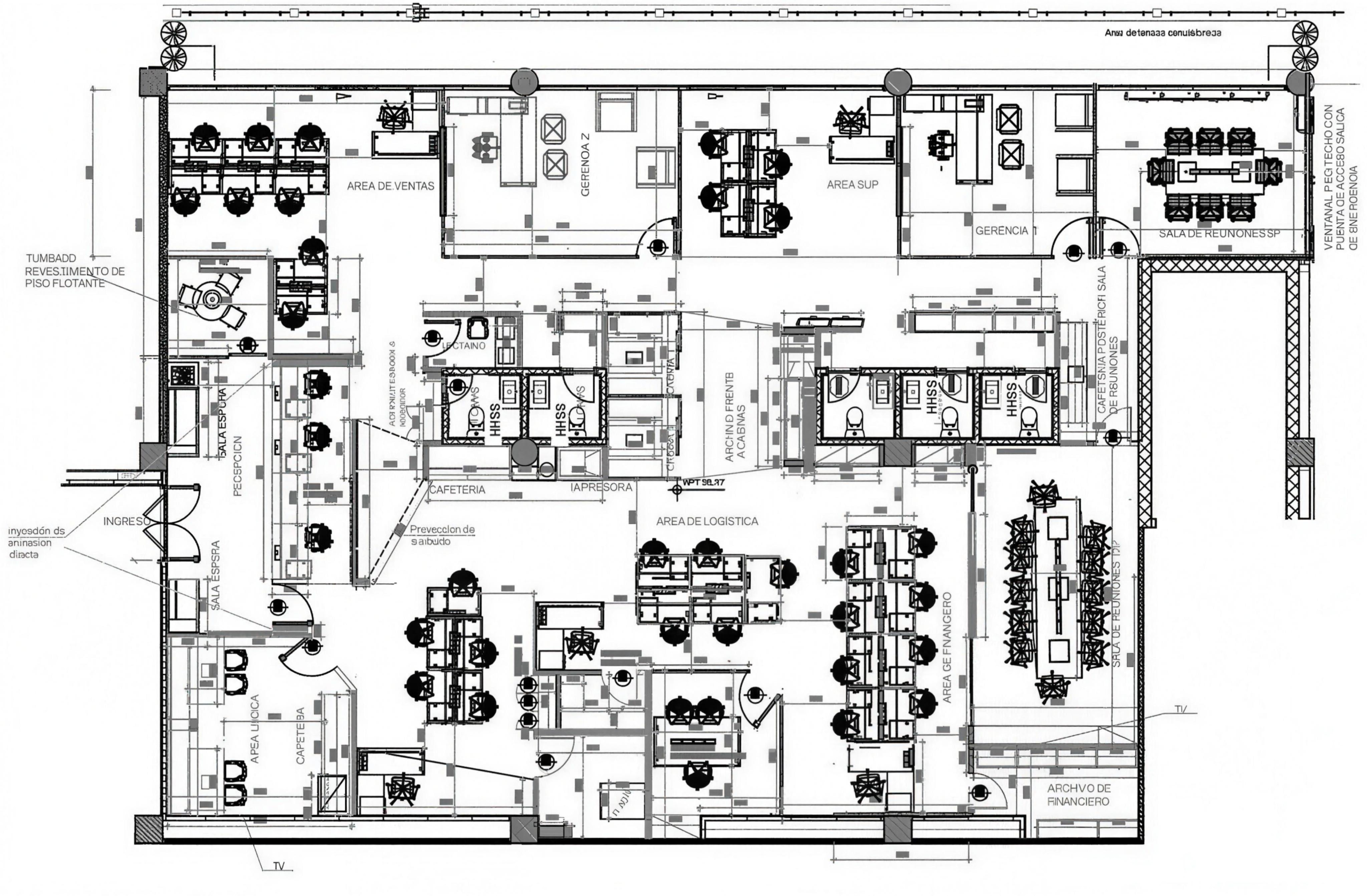 Plano arquitectonico oficina Evergreen Artmosfera